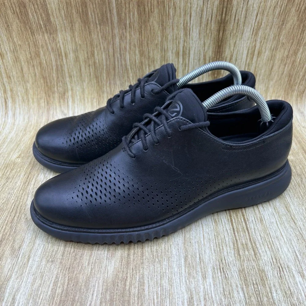 Cole Haan 2.Zerogrand Lined Laser Men's 8.5M Black Leather Oxford C23832